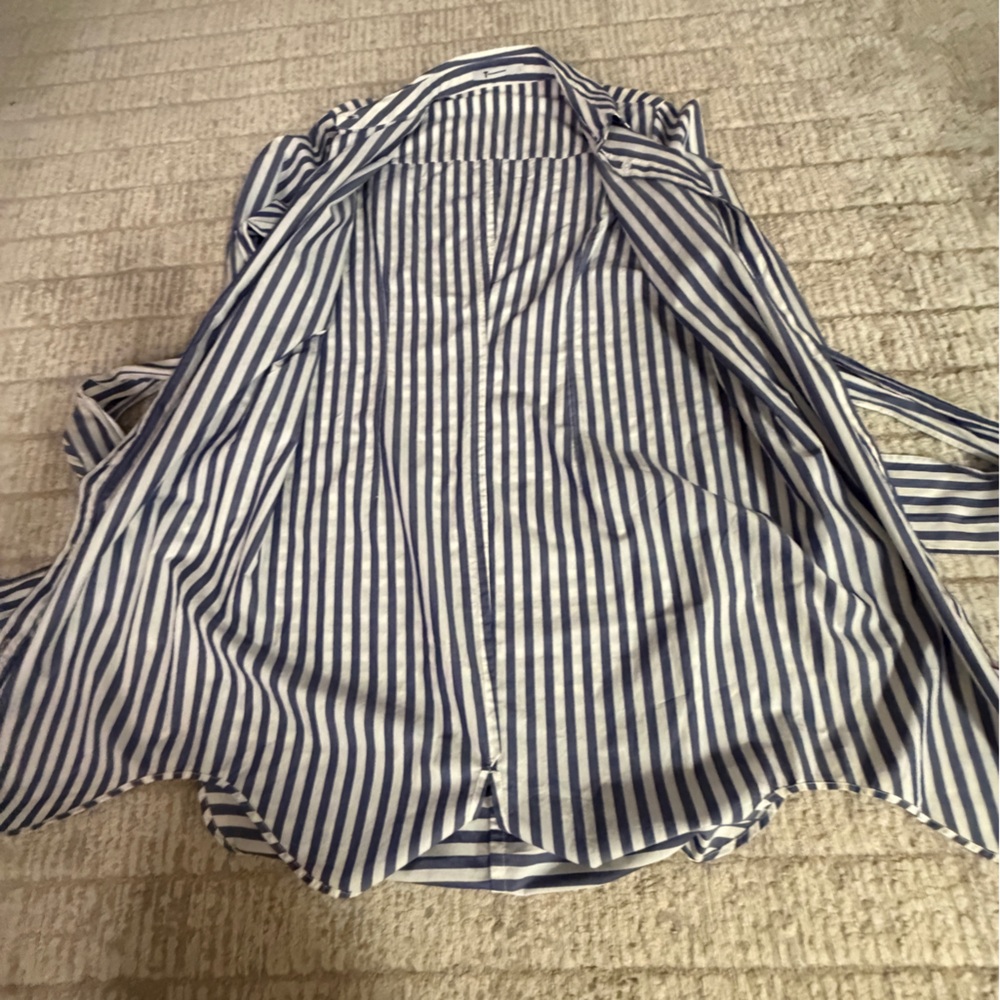 T Alexander Wang Blue/White Striped Shirt button down long sleeve shirt dress s2 - Picture 3 of 11